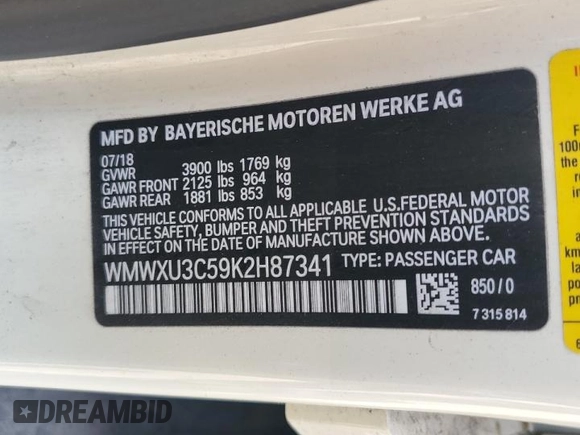 2019 MINI Hardtop 4 Door Cooper S z VIN WMWXU3C59K2H87341, wystawiony jako Copart lot #55495115 z przebiegiem 40 796 mil mil oraz Szkoda całkowita • Salvage title. Historia ofert i sprzedaży dostępna na DreamBid. Obrazek 13.