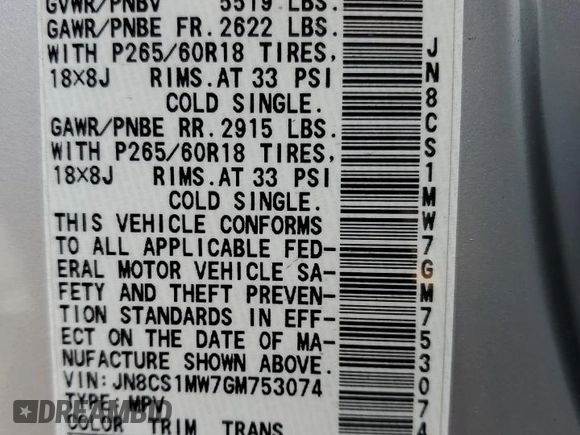 2016 Infiniti QX70 with VIN JN8CS1MW7GM753074, listed as a Copart auction lot 44591025 with 128,120 mi miles and Salvage Title. Bid and sale history available at DreamBid. Image 16.