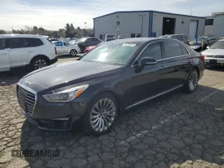 2018 Genesis G90 3.3T Premium with VIN KMHG34JA2JU043474, listed as a Copart auction lot 45755975 with 95,790 mi miles and Salvage Title. Bid and sale history available at carsss.com. Image 1.
