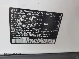 2018 Volkswagen Atlas SEL with VIN 1V2SR2CA1JC520785, listed as a Copart auction lot 65837825 with 66,125 mi miles and Salvage title. Bid and sale history available at DreamBid. Image 13.