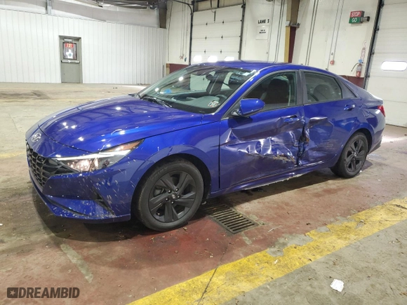 2023 Hyundai Elantra Hybrid Blue with VIN KMHLM4AJ2PU034231, listed as a Copart auction lot 45607295 with 44,636 mi miles and Salvage Title. Bid and sale history available at carsss.com. Image 1.