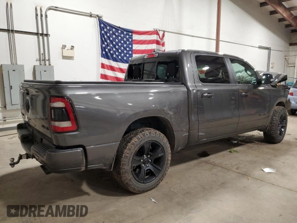 2021 Ram 1500 Big Horn with VIN 1C6SRFFT3MN590925, listed as a Copart auction lot 83528574 with 50,995 mi miles and Salvage title. Bid and sale history available at DreamBid. Image 3.