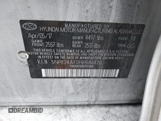 2017 Hyundai Sonata 2.4L with VIN 5NPE24AF0HH586420, listed as a IAAI auction lot 41138272 with 105,590 mi miles and . Bid and sale history available at DreamBid. Image 9.