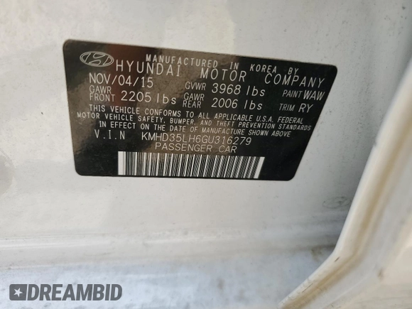 2016 Hyundai Elantra GT with VIN KMHD35LH6GU316279, listed as a Copart auction lot 70252724 with 42,791 mi miles and Salvage Title. Bid and sale history available at carsss.com. Image 14.
