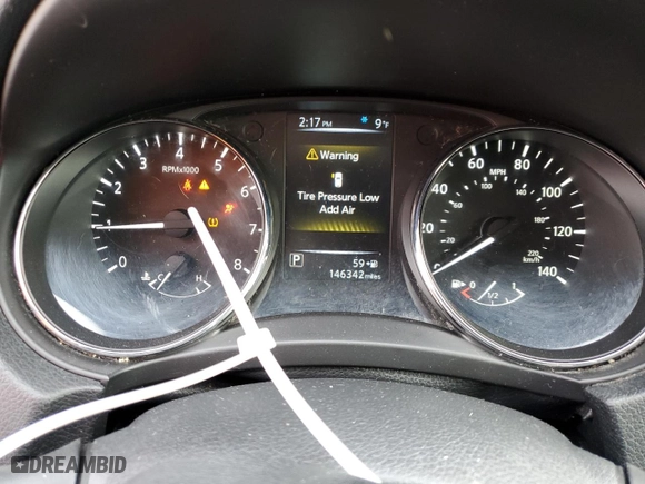 2017 Nissan Rogue SL with VIN 5N1AT2MV7HC852493, listed as a Copart auction lot 89066375 with 146,342 mi miles and Salvage Title. Bid and sale history available at carsss.com. Image 9.