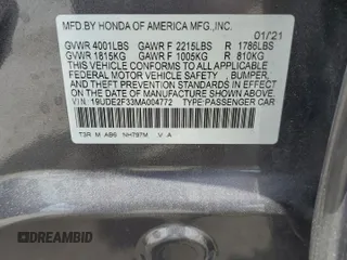 2021 Acura ILX with VIN 19UDE2F33MA004772, listed as a Copart auction lot 55019955 with 48,946 mi miles and Non repairable. Bid and sale history available at DreamBid. Image 12.