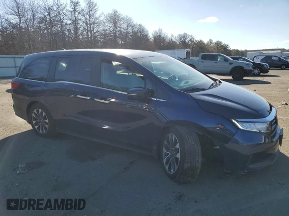 2023 Honda Odyssey EX-L with VIN 5FNRL6H65PB034599, listed as a Copart auction lot 44299035 with 22,817 mi miles and Salvage Title. Bid and sale history available at carsss.com. Image 4.