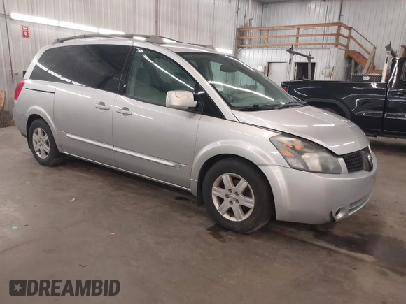 2004 Nissan Quest S with VIN 5N1BV28U34N343743, listed as a IAAI auction lot 42163624 with 105,900 mi miles. Bid and sale history available at carsss.com. Image 1.