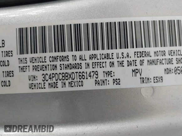 2013 Dodge Journey SXT with VIN 3C4PDCBBXDT661479, listed as a IAAI auction lot 42055731 with 151,963 mi miles. Bid and sale history available at carsss.com. Image 9.