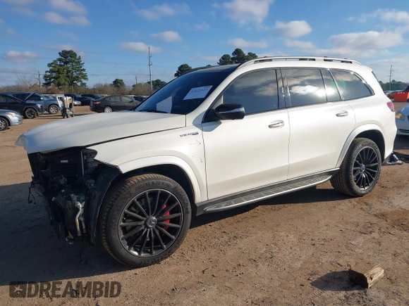 2021 Mercedes-Benz GLS 63 AMG with VIN 4JGFF8KE7MA432743, listed as a IAAI auction lot 41621423 with 65,225 mi miles and . Bid and sale history available at DreamBid. Image 19.