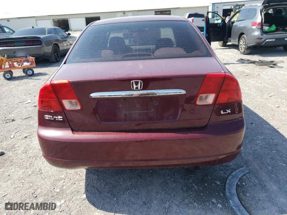2002 Honda Civic LX with VIN 2HGES16522H536487, listed as a Copart auction lot 52560635 with 121,970 mi miles and Salvage Title. Bid and sale history available at carsss.com. Image 6.