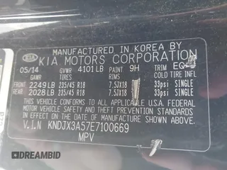 2014 Kia Soul + with VIN KNDJX3A57E7100669, listed as a IAAI auction lot 42172246 with 200,696 mi miles and . Bid and sale history available at DreamBid. Image 9.