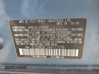 2010 Subaru Forester X Limited with VIN JF2SH6DC3AH771016, listed as a IAAI auction lot 42127515 with 179,131 mi miles and . Bid and sale history available at DreamBid. Image 9.