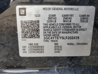 2020 Chevrolet Silverado 3500HD LT with VIN 1GC4YTEY5LF202439, listed as a Copart auction lot 54038494 with 89,695 mi miles and Salvage Title. Bid and sale history available at carsss.com. Image 12.