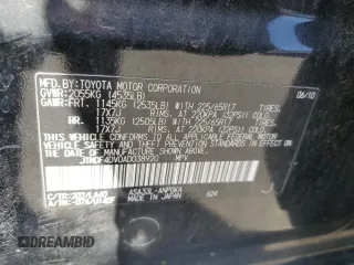 2010 Toyota RAV4 Ltd with VIN JTMDF4DV0AD038920, listed as a Copart auction lot 53798625 with 195,785 mi miles and Clean Title. Bid and sale history available at carsss.com. Image 13.