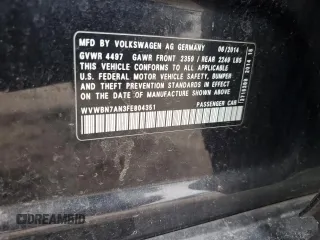 2015 Volkswagen CC Sport with VIN WVWBN7AN3FE804351, listed as a Copart auction lot 88203205 with 148,571 mi miles and Salvage Title. Bid and sale history available at DreamBid. Image 14.