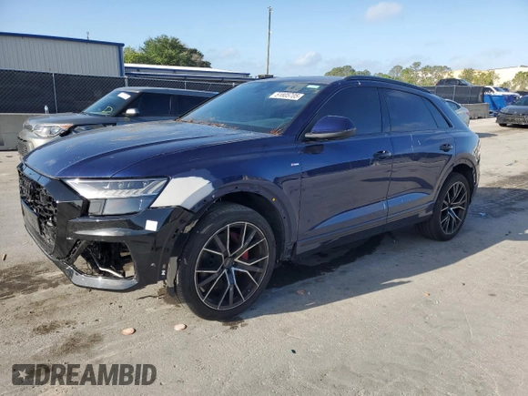 2021 Audi Q8 Premium Plus z VIN WA1EVAF17MD040579, wystawiony jako Copart lot #51805705 z przebiegiem 32 901 mil mil oraz Tytuł czysty. Historia ofert i sprzedaży dostępna na DreamBid. Obrazek 1.