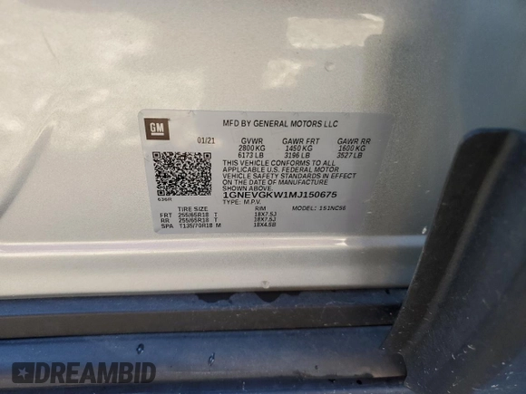 2021 Chevrolet Traverse LT Cloth z VIN 1GNEVGKW1MJ150675, wystawiony jako Copart lot #84713524 z przebiegiem 32 440 mil mil oraz Szkoda całkowita • Salvage title. Historia ofert i sprzedaży dostępna na DreamBid. Obrazek 16.