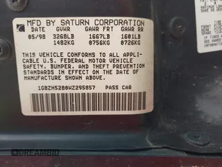 1998 Saturn SL с VIN 1G8ZH5280WZ295857, выставлен на аукционе IAAI как лот 42238789 с пробегом 153 163 миль миль и . История ставок и продаж доступна на DreamBid. Изображение 9.