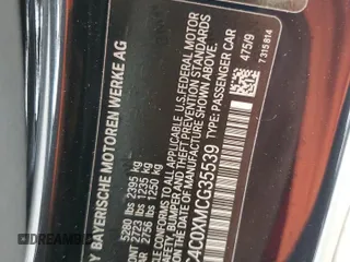 2021 BMW 8 Series M850i xDrive with VIN WBABC4C0XMCG35539, listed as a Copart auction lot 52070705 with 0 mi miles and Non Repairable. Bid and sale history available at carsss.com. Image 13.