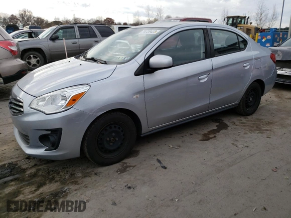 2019 Mitsubishi Mirage ES z VIN ML32F3FJ1KHF08027, wystawiony jako Copart lot #41439105 z przebiegiem 86 795 mil mil oraz Szkoda całkowita • Salvage title. Historia ofert i sprzedaży dostępna na DreamBid. Obrazek 1.