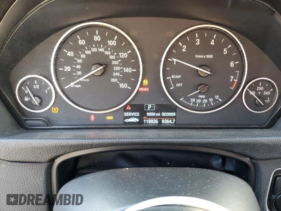 2016 BMW 3 Series 320i with VIN WBA8E1G55GNT33526, listed as a Copart auction lot 49814425 with 118,826 mi miles and Salvage Title. Bid and sale history available at DreamBid. Image 9.