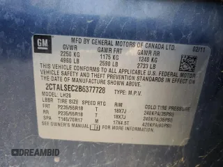 2011 GMC Terrain SLE-2 with VIN 2CTALSEC2B6377728, listed as a Copart auction lot 65539395 with 191,802 mi miles and Clean title. Bid and sale history available at DreamBid. Image 13.