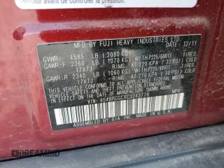 2012 Subaru Outback Prem with VIN 4S4BRCGCXC3243779, listed as a Copart auction lot 59160205 with 144,836 mi miles and Salvage title. Bid and sale history available at DreamBid. Image 12.