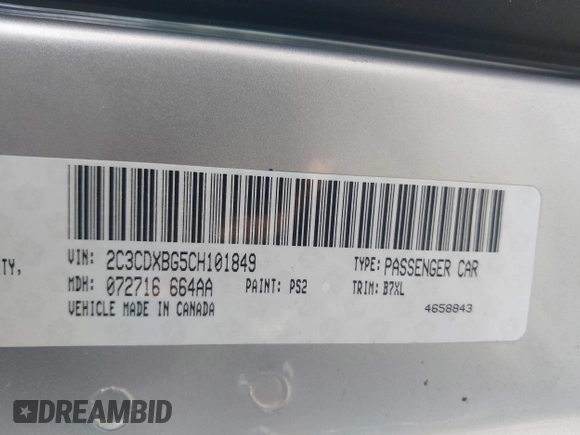 2012 Dodge Charger SE with VIN 2C3CDXBG5CH101849, listed as a IAAI auction lot 42053824 with 194,274 mi miles and . Bid and sale history available at DreamBid. Image 9.