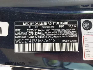 2018 Mercedes-Benz E 300 with VIN WDDZF4JB6JA376412, listed as a IAAI auction lot 42298940 with 59,973 mi miles and . Bid and sale history available at DreamBid. Image 9.