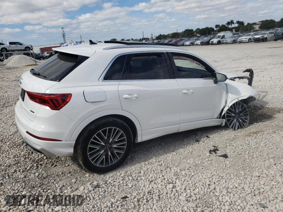 2021 Audi Q3 Premium with VIN WA1AUCF3XM1145682, listed as a Copart auction lot 37556793 with 20,217 mi miles. Bid and sale history available at carsss.com. Image 3.