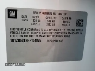 2017 Chevrolet Malibu LS with VIN 1G1ZB5ST3HF151826, listed as a Copart auction lot 51541415 with 94,257 mi miles and Salvage Title. Bid and sale history available at DreamBid. Image 12.