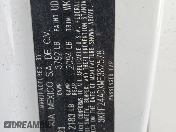 2021 Kia Forte LXS with VIN 3KPF24ADXME382578, listed as a Copart auction lot 78405084 with 69,440 mi miles and Salvage Title. Bid and sale history available at carsss.com. Image 13.