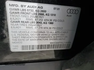 2020 Audi SQ5 Prestige with VIN WA1C4AFYXL2100954, listed as a Copart auction lot 41101133 with 31,839 mi miles. Bid and sale history available at carsss.com. Image 14.