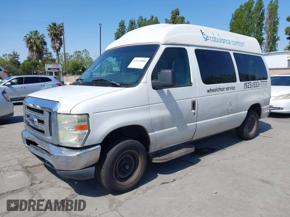 2010 Ford Econoline Cargo Commercial with VIN 1FTNE1EW0ADB02760, listed as a IAAI auction lot 42172900 with 503,058 mi miles. Bid and sale history available at carsss.com. Image 2.