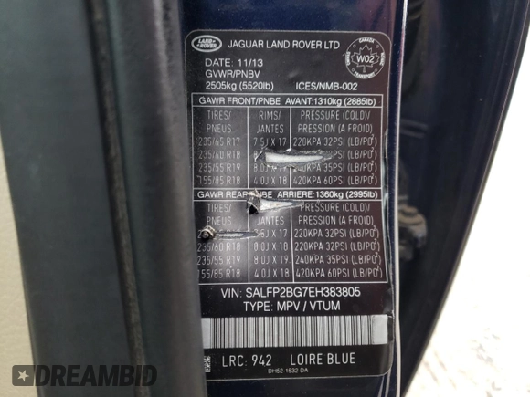 2014 Land Rover LR2 z VIN SALFP2BG7EH383805, wystawiony jako Copart lot #85239384 z przebiegiem 162 989 mil mil oraz Szkoda całkowita • Salvage title. Historia ofert i sprzedaży dostępna na DreamBid. Obrazek 13.