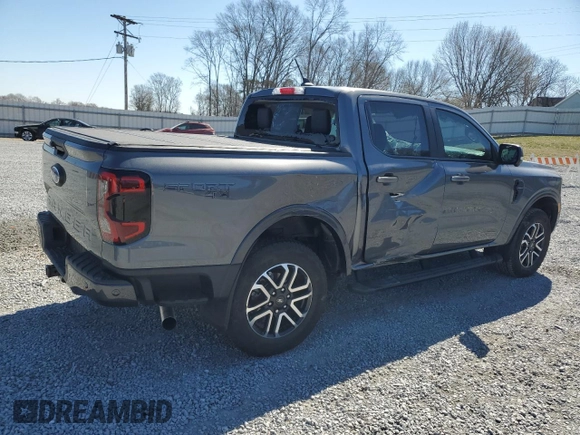 2024 Ford Ranger LARIAT with VIN 1FTER4KP8RLE39889, listed as a Copart auction lot 47591765 with 7,641 mi miles and Salvage Title. Bid and sale history available at carsss.com. Image 3.