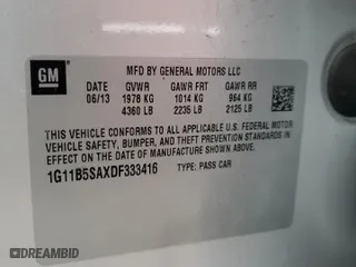 2013 Chevrolet Malibu LS with VIN 1G11B5SAXDF333416, listed as a Copart auction lot 52974695 with 128,328 mi miles and Salvage Title. Bid and sale history available at carsss.com. Image 14.