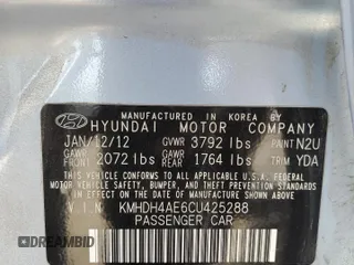 2012 Hyundai Elantra Limited with VIN KMHDH4AE6CU425288, listed as a Copart auction lot 51721515 with 85,174 mi miles and Salvage title. Bid and sale history available at DreamBid. Image 14.