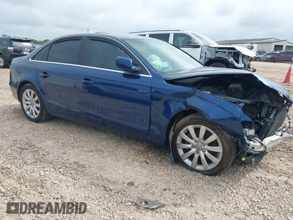 2013 Audi A4 Premium with VIN WAUAFAFL5DA123641, listed as a IAAI auction lot 40809477 with 1 mi miles. Bid and sale history available at carsss.com. Image 1.