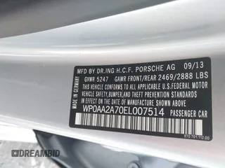 2014 Porsche Panamera z VIN WP0AA2A70EL007514, wystawiony jako IAAI lot #41910398 z przebiegiem 72 434 mil mil oraz . Historia ofert i sprzedaży dostępna na DreamBid. Obrazek 9.