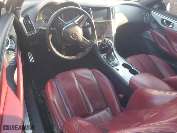 2017 Infiniti Q60 Red Sport 400 with VIN JN1FV7EL9HM702204, listed as a Copart auction lot 47021645 with 0 mi miles and Salvage Title. Bid and sale history available at carsss.com. Image 8.