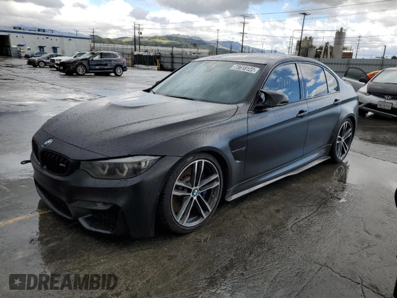 2015 BMW M3 with VIN WBS3C9C51FP805725, listed as a Copart auction lot 73618122 with 77,864 mi miles. Bid and sale history available at carsss.com. Image 1.