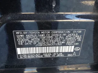 2008 Lexus IS 250 with VIN JTHBK262882073350, listed as a IAAI auction lot 41253717 with 204,791 mi miles. Bid and sale history available at carsss.com. Image 9.