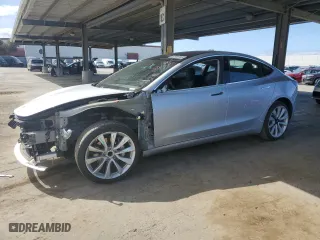 2018 Tesla Model 3 Long Range Battery with VIN 5YJ3E1EA2JF017925, listed as a Copart auction lot 52033165 with 103,091 mi miles and Salvage Title. Bid and sale history available at carsss.com. Image 1.