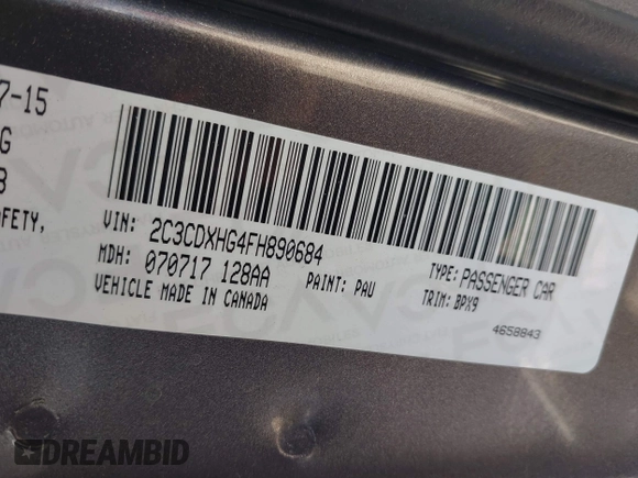 2015 Dodge Charger SXT with VIN 2C3CDXHG4FH890684, listed as a IAAI auction lot 41896958 with 118,140 mi miles and . Bid and sale history available at DreamBid. Image 9.