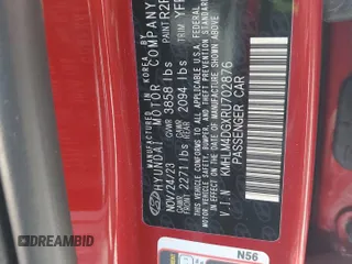 2024 Hyundai Elantra SEL с VIN KMHLM4DGXRU702876, выставлен на аукционе Copart как лот 57365325 с пробегом 12 520 миль миль и Списание • Salvage title. История ставок и продаж доступна на DreamBid. Изображение 12.