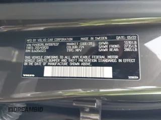 2022 Volvo XC60 Inscription с VIN YV4062RLXN1087637, выставлен на аукционе IAAI как лот 42274389 с пробегом 68 581 миль миль и . История ставок и продаж доступна на DreamBid. Изображение 9.