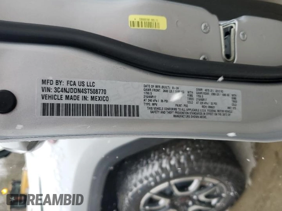 2025 Jeep Compass Trailhawk with VIN 3C4NJDDN4ST508770, listed as a Copart auction lot 47476645 with 10,591 mi miles and Clean title. Bid and sale history available at DreamBid. Image 13.