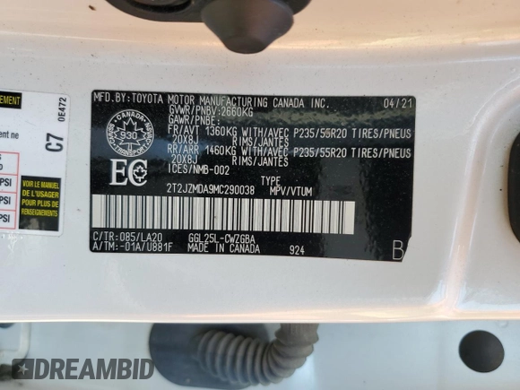 2021 Lexus RX 350 с VIN 2T2JZMDA9MC290038, выставлен на аукционе Copart как лот 64091595 с пробегом 64 754 миль миль и Чистый • Clean title. История ставок и продаж доступна на DreamBid. Изображение 13.